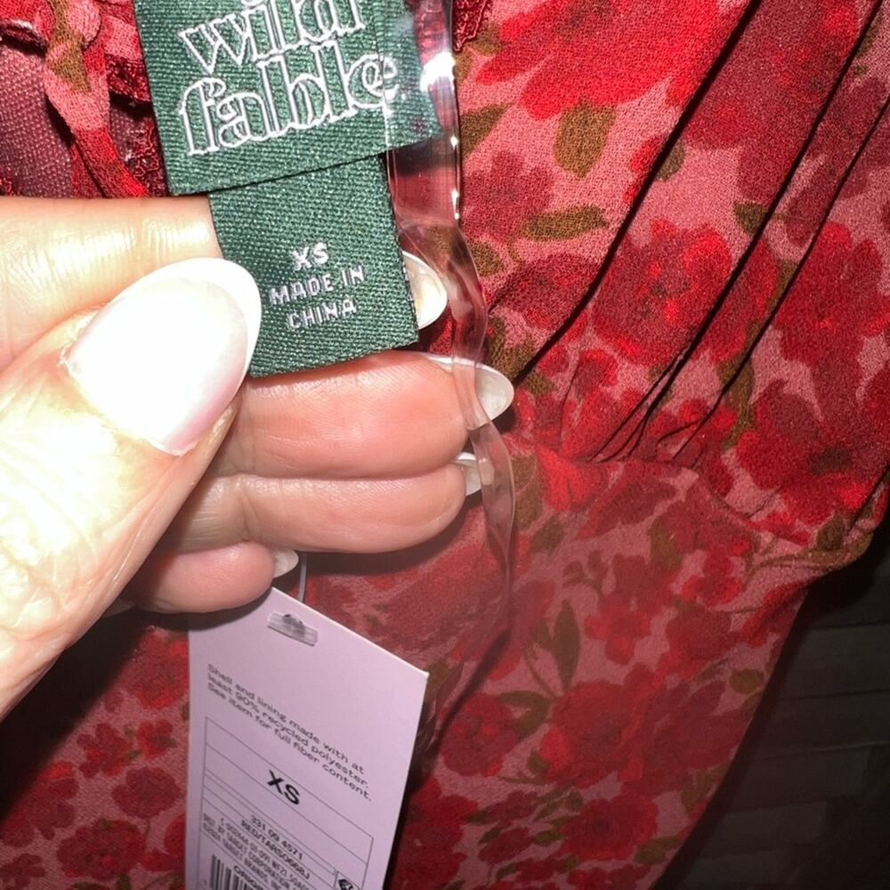 A New Day Red Floral Slip Maxi Dress Reformation Style NWT XS - Picture 10 of 13